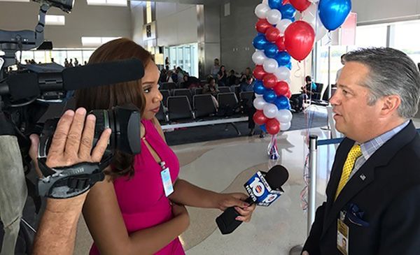 Commissioner Chip LaMarca at British Airways inaugural landing at Fort Lauderdale-Hollywood International Airport