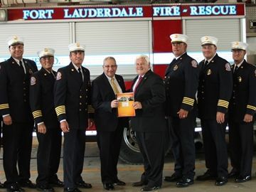 City Manager Lee Feldman & Fire Rescue disply Award