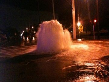 Ruptured Main - 12-foot Street Geyser