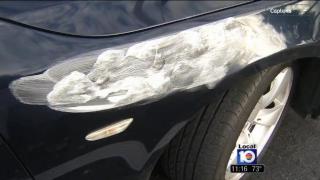 Shoe Polish Covers Dent on BMW