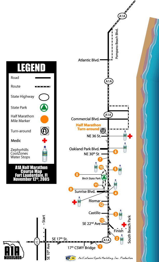 Fort Lauderdales Inaugural A1A Half Marathon Course Route