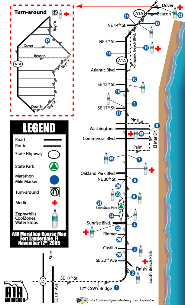 Fort Lauderdales Inaugural A1A Marathon Course Route