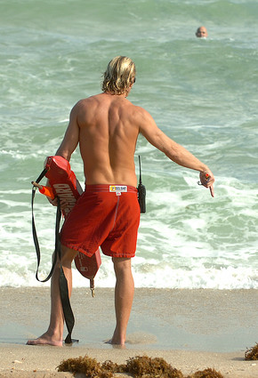 Lifeguard Orders Swimmers Near Shore at Fort Lauderdale Beach