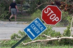 Damaged Sign near Holy Cross Medical Center