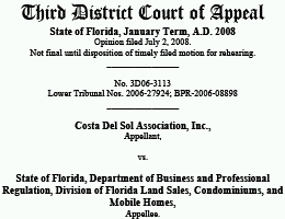 Click to Third District Court of Appeal Costa del Sol Decision