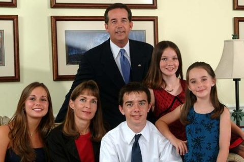 Florida Senator Jeffrey Atwater with wife Carole Funkhouser and four children - Amy, John, Amanda and Courtney