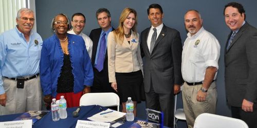 Representative Franklin Sands, Gwen Clarke-Reed, Ari Porth, Attys Leigh Katzman, Donna Berger, Reps George Moraitis, Matt Hudson, Atty Alan Garfinkel