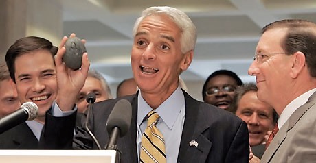 Former Governor Charlie Crist, House Speaker Marco Rubio and Senate President Ken Pruitt vow to drop taxes like a rock