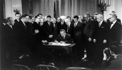 President Lyndon B. Johnson Signs Fair Housing Act