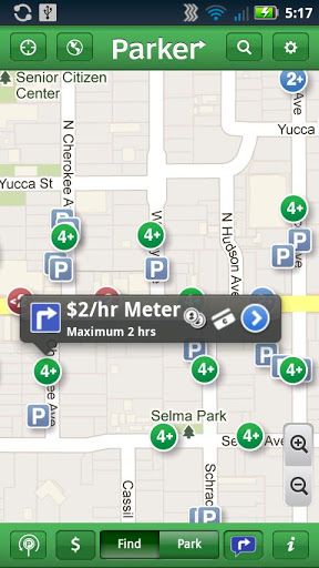 Parker shows location of $2 per hour meters