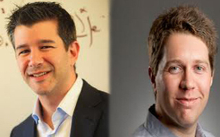 Uber co-founders Travis Kalanick and Garrett Camp