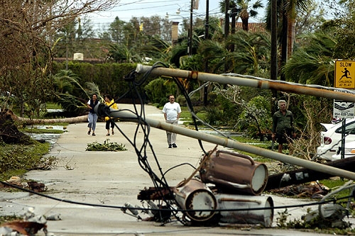 Fallen Power Lines And Transformers on NE 15th Street in Fort Lauderdale